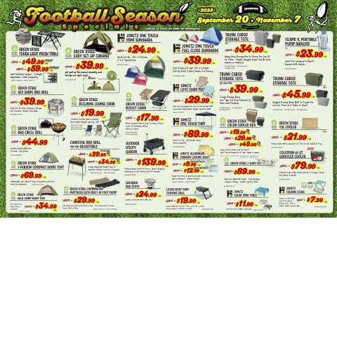 Football Season Specials - September 20, 2023 - November 7, 2023