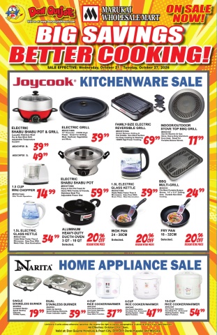 Joycook Kitchenware and Narita Home Appliance Sale October 21 - 27, 2026