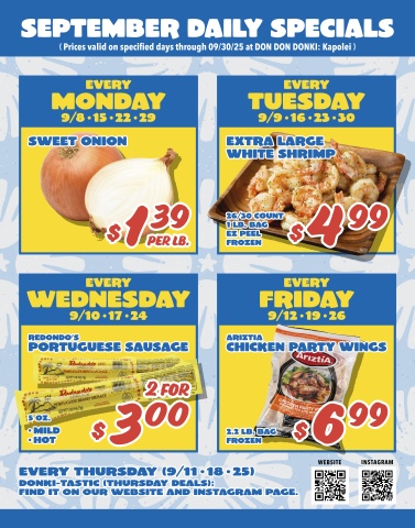 September Daily Specials